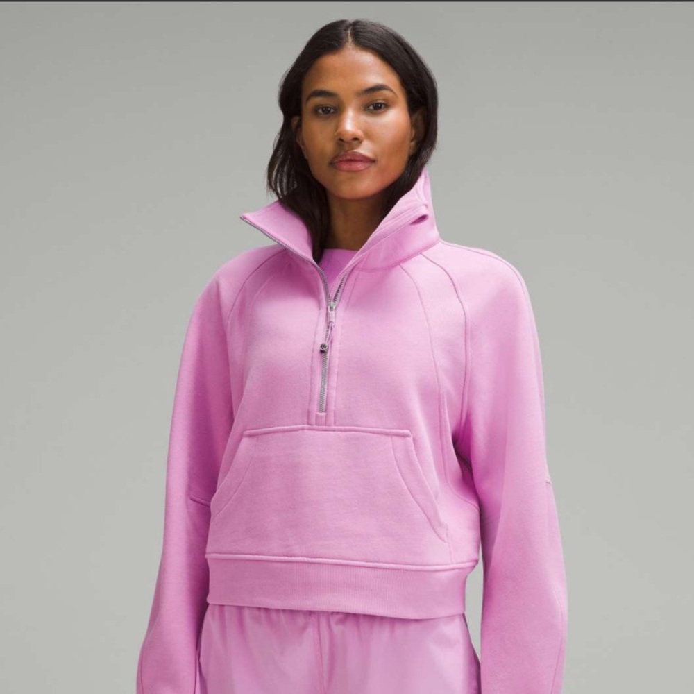 Oversized Scuba Funnel-Neck Half Zip - Dahlia Mauve